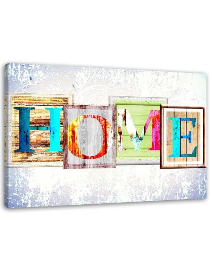Leinwandbild - HOME-Inschrift aus Ziegelsteinen | Feeby