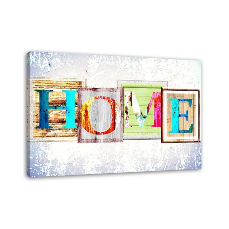 Leinwandbild - HOME-Inschrift aus Ziegelsteinen | Feeby