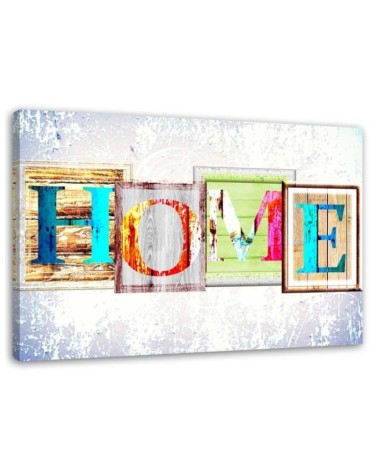 Leinwandbild - HOME-Inschrift aus Ziegelsteinen | Feeby