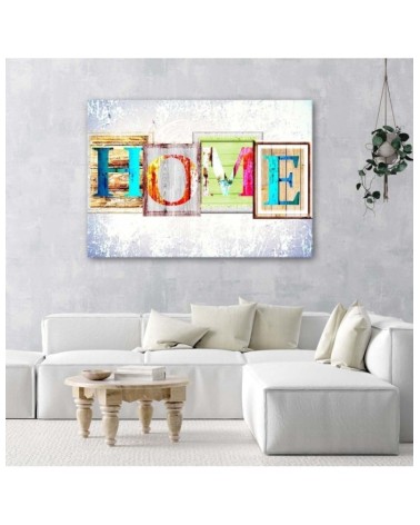 Leinwandbild - HOME-Inschrift aus Ziegelsteinen | Feeby