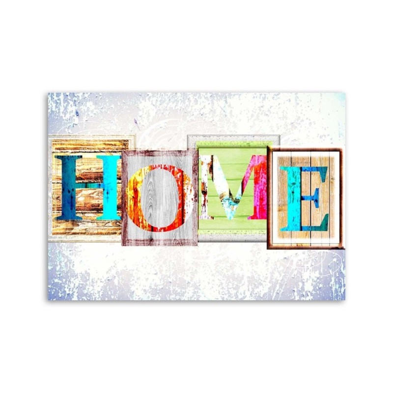 Leinwandbild - HOME-Inschrift aus Ziegelsteinen | Feeby