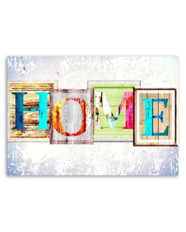 Leinwandbild - HOME-Inschrift aus Ziegelsteinen | Feeby