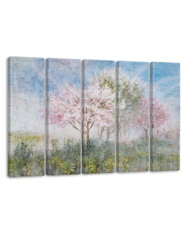 Modernes Wandbild - Ein blühender Baum in der alten Wiese | Feeby