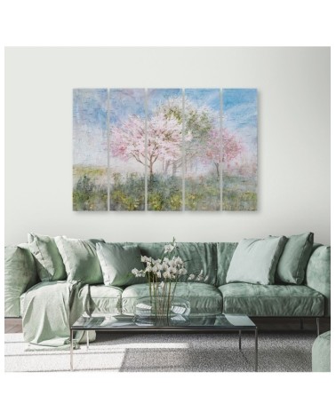 Modernes Wandbild - Ein blühender Baum in der alten Wiese | Feeby