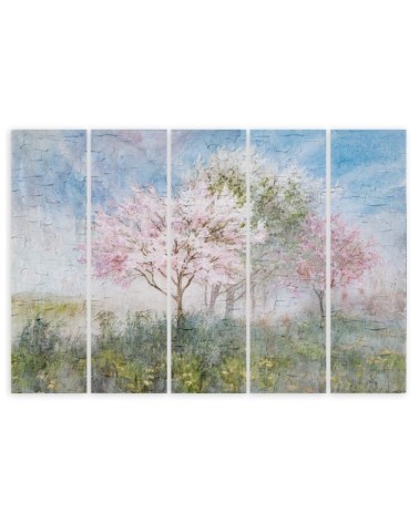 Modernes Wandbild - Ein blühender Baum in der alten Wiese | Feeby