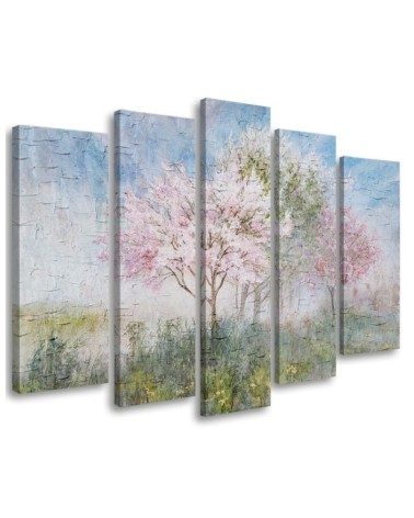 Modernes Wandbild - Ein blühender Baum in der alten Wiese | Feeby