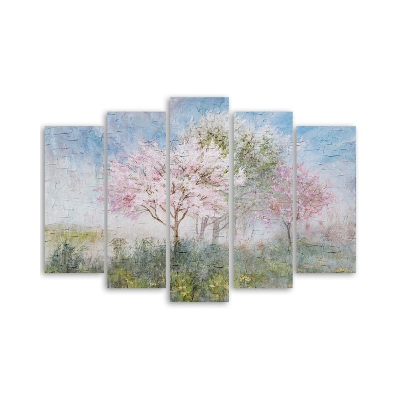 Modernes Wandbild - Ein blühender Baum in der alten Wiese | Feeby