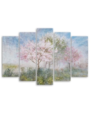 Modernes Wandbild - Ein blühender Baum in der alten Wiese | Feeby