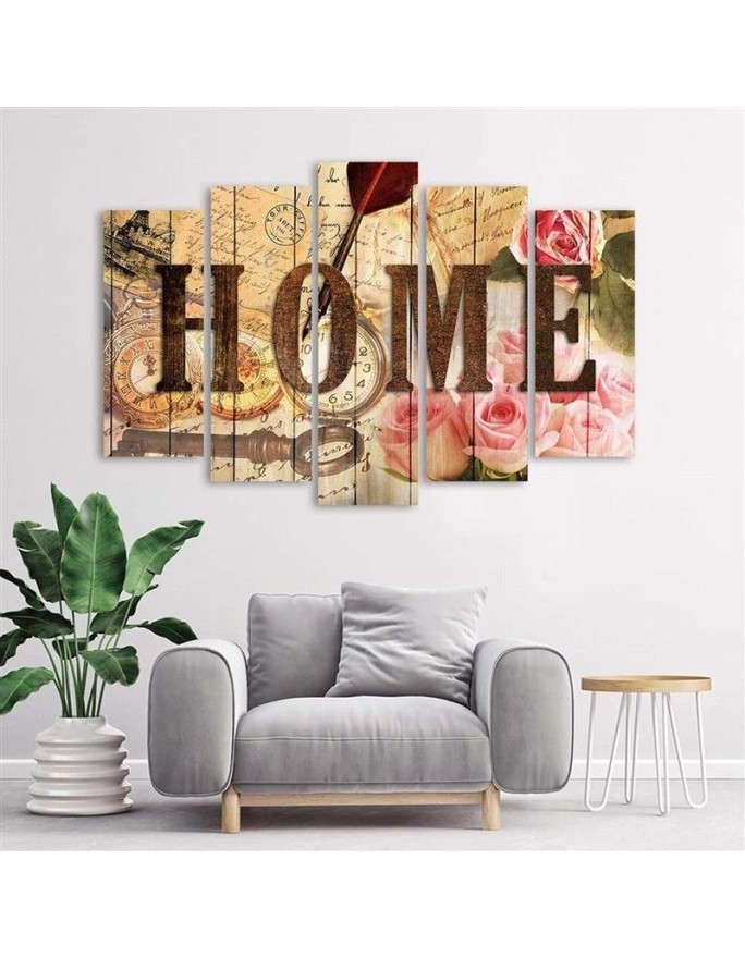 Napis Home do domu w stylu vintage - Obraz ścienny sypialni | FEEBY