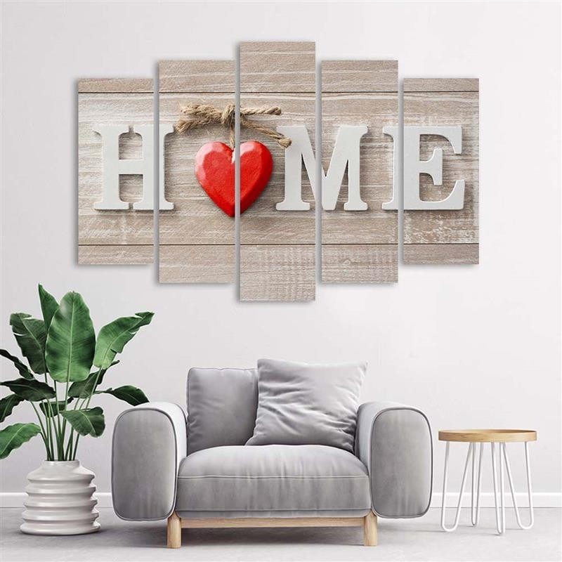 Modernes Wandbild - Home Sweet Home Beige | Feeby