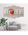 Napis Home z czerwonym sercem - Obraz ścienny sypialni | FEEBY