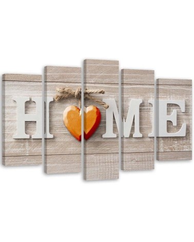 Decorative Canvas painting - Home inscription with orange 5 Piece | FEEBY