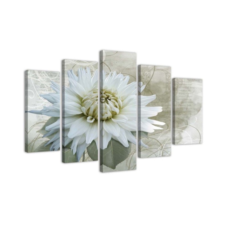 Leinwandbild - Weiße Blume Beige Vintage | Feeby