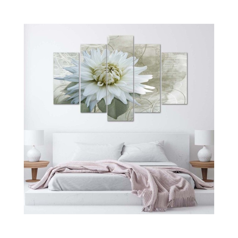 Leinwandbild - Weiße Blume Beige Vintage | Feeby