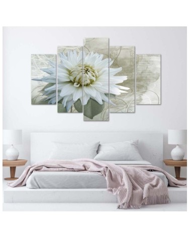 Leinwandbild - Weiße Blume Beige Vintage | Feeby