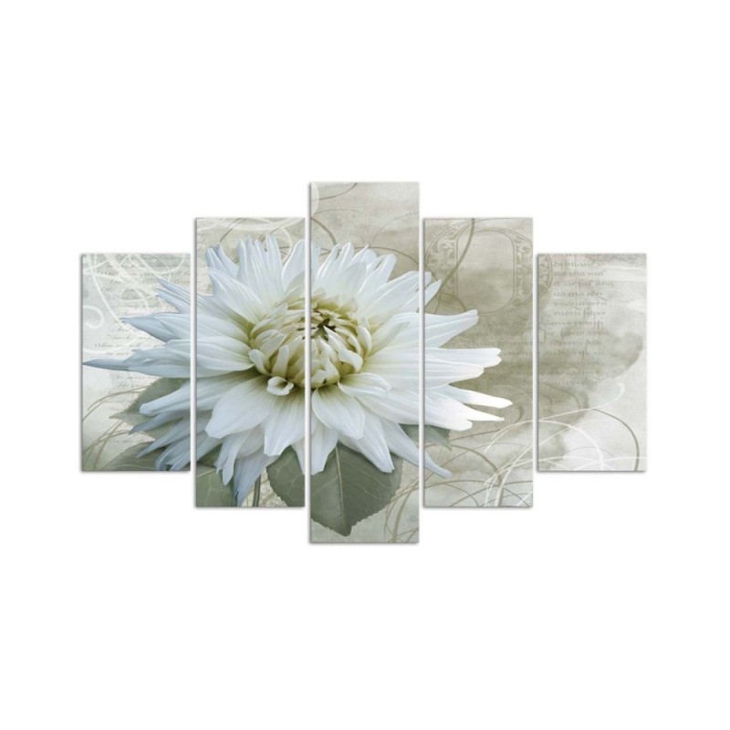 Leinwandbild - Weiße Blume Beige Vintage | Feeby