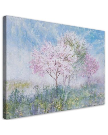 Bedroom Canvas painting - Flowering tree in a meadow landscape | FEEBY