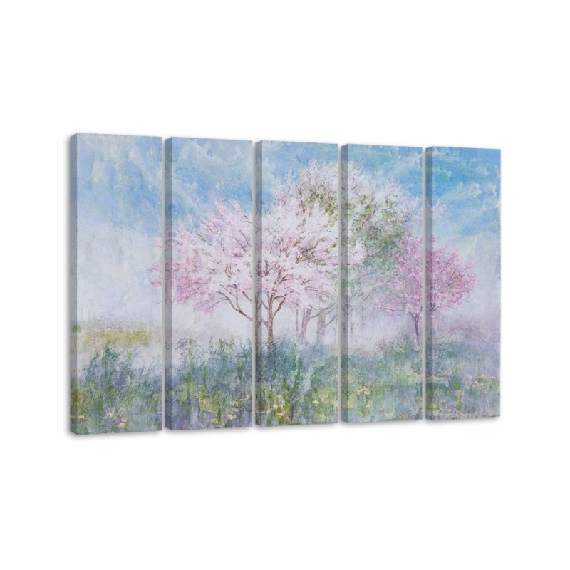 Leinwanddruck - Ein blühender Baum in der Wiese | Feeby