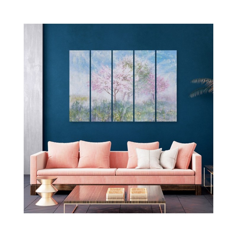 Leinwanddruck - Ein blühender Baum in der Wiese | Feeby