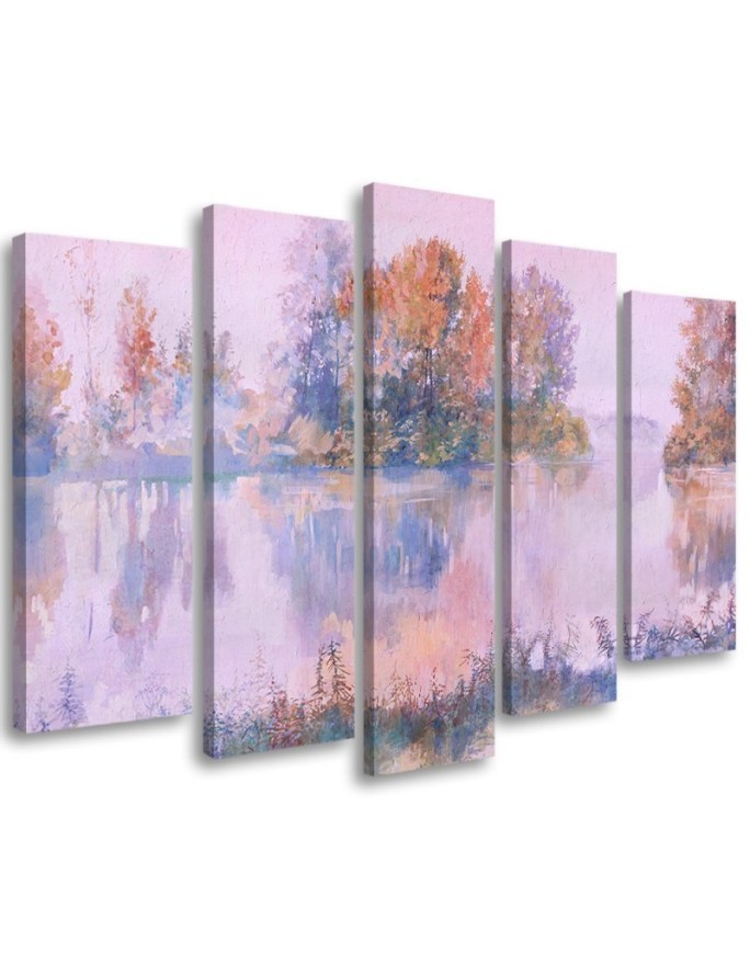 Modern bedroom Canvas painting - Lake view | FEEBY