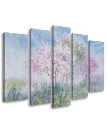 Modern bedroom painting - Flowering tree in a meadow | FEEBY