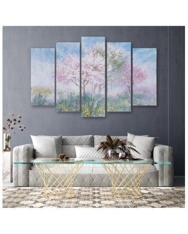 Leinwandbild - Ein blühender Baum in der Wiese | Feeby