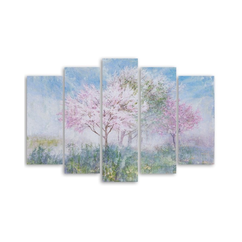 Leinwandbild - Ein blühender Baum in der Wiese | Feeby