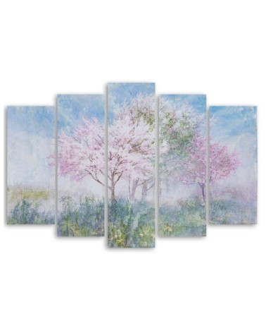 Leinwandbild - Ein blühender Baum in der Wiese | Feeby