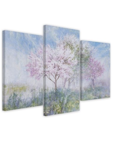 Modern painting for living room - Flowering tree in a meadow | FEEBY