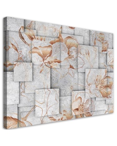 Lily flowers on a geometric background - Wall art painting | FEEBY