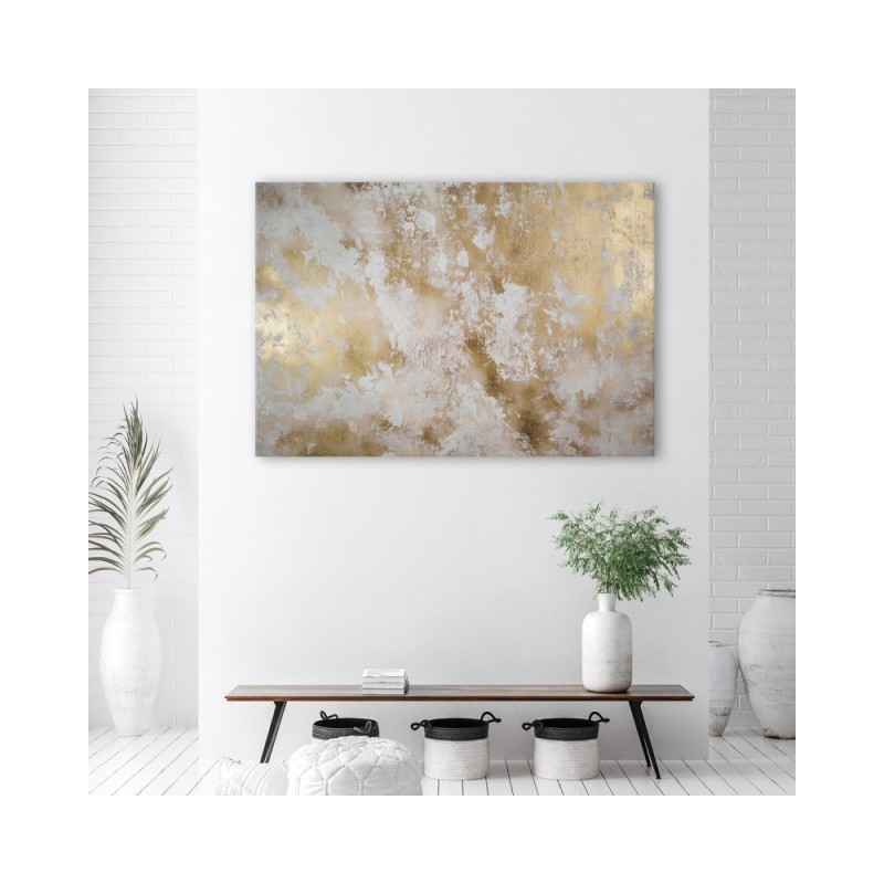 Wandbild für Wohnzimmer - Goldene Flecken Abstraktion | Feeby