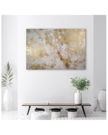 Wandbild für Wohnzimmer - Goldene Flecken Abstraktion | Feeby