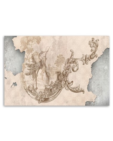 Leinwandbild - Vögel und Blätter Fresko | Feeby