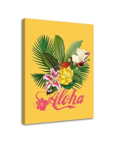 Aloha on yellow background Andrea Haase - Canvas prints for living room | FEEBY