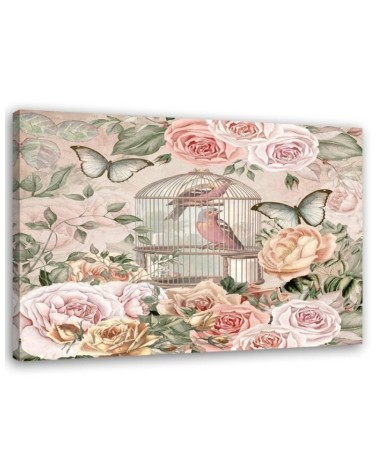 Cage in flowers by Andrea Haase - Canvas prints for the living room | FEEBY