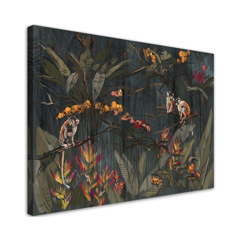 Wandbild für Wohnzimmer - Affen im Dschungel | Feeby