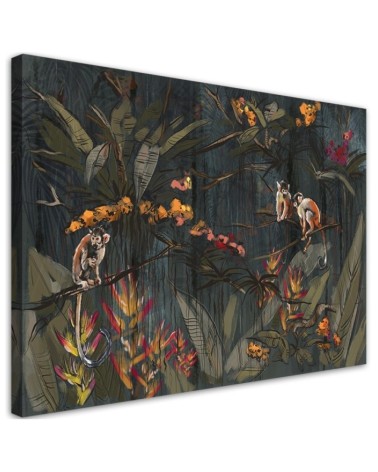 Monkeys in the jungle - Pictures on canvas for the living room | FEEBY