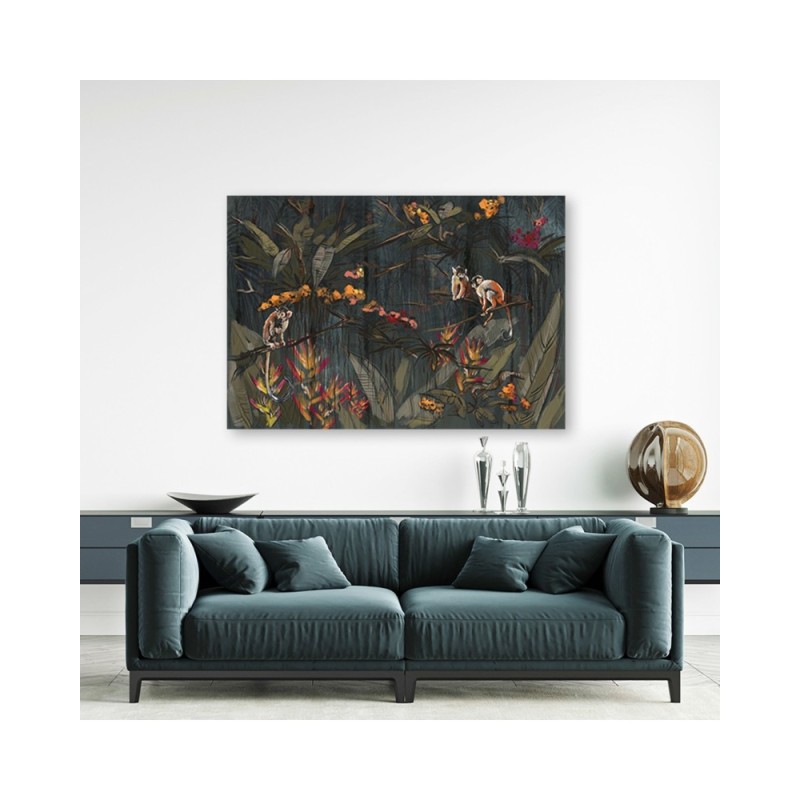 Wandbild für Wohnzimmer - Affen im Dschungel | Feeby