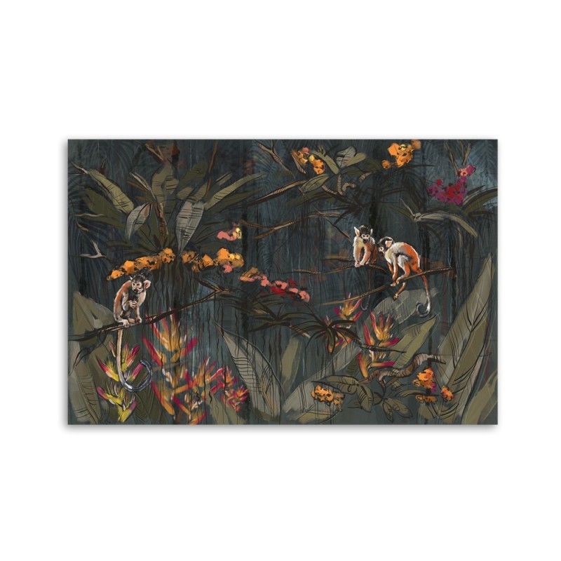 Wandbild für Wohnzimmer - Affen im Dschungel | Feeby