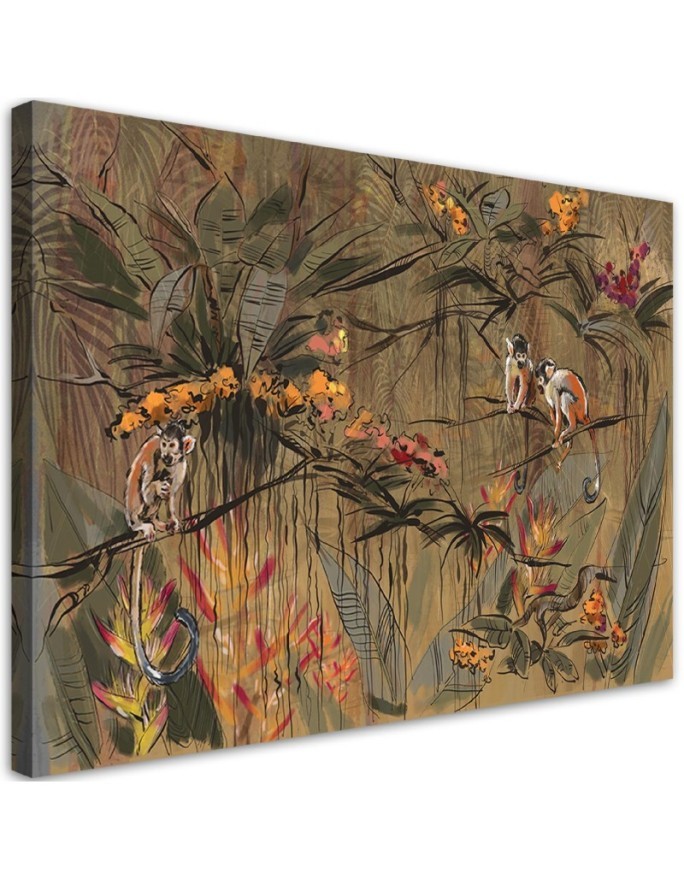 Modernes Wandbild - Affen im Dschungel | Feeby