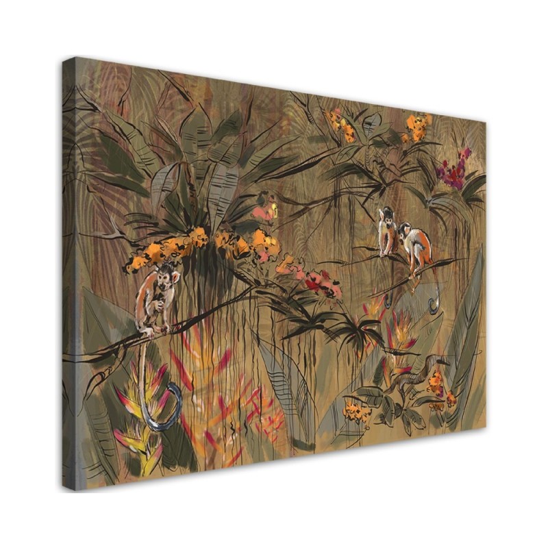 Modernes Wandbild - Affen im Dschungel | Feeby
