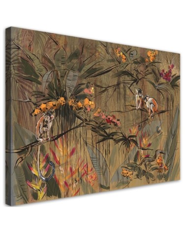 Monkeys in the jungle - Wall art painting for the living room | FEEBY