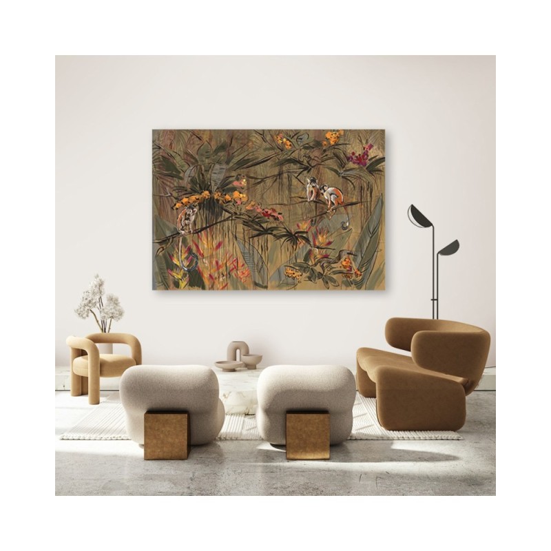 Modernes Wandbild - Affen im Dschungel | Feeby