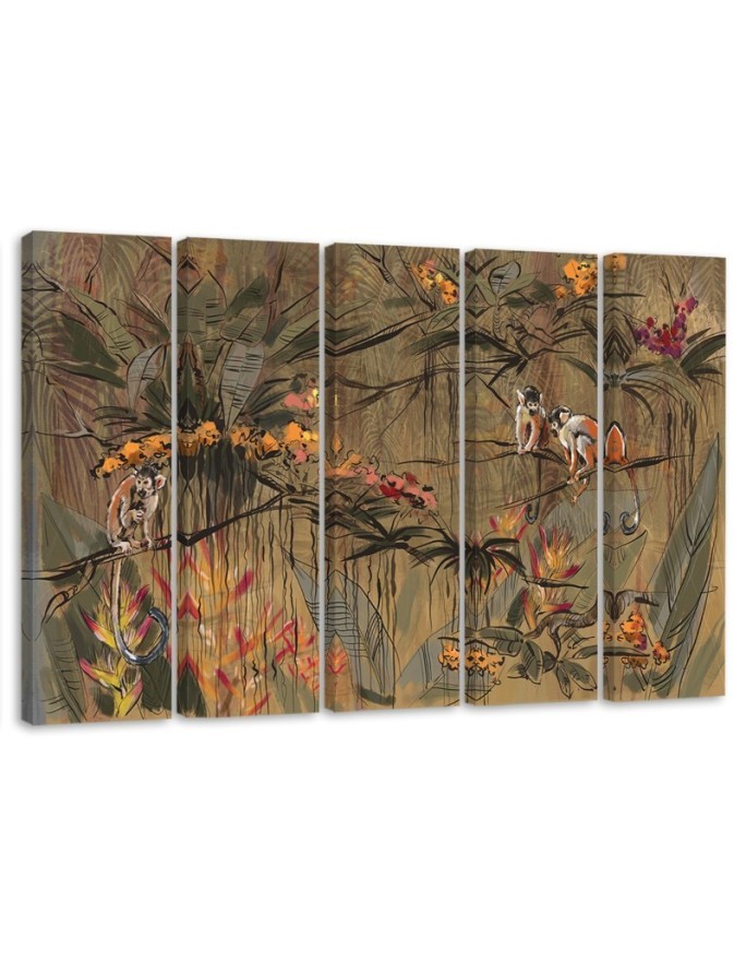 Dekoratives Leinwandbild - Affen im Dschungel | Feeby