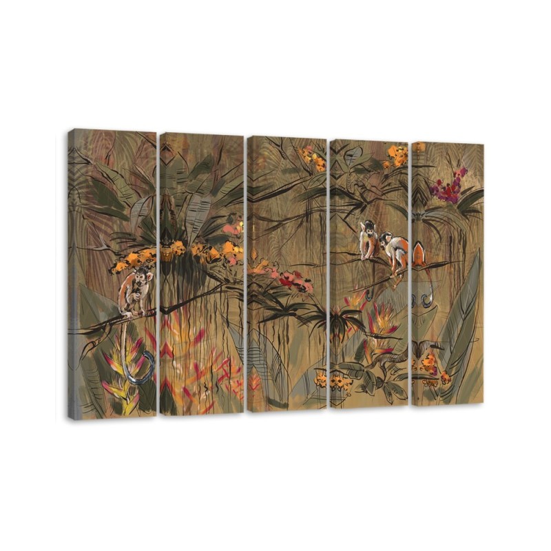 Dekoratives Leinwandbild - Affen im Dschungel | Feeby