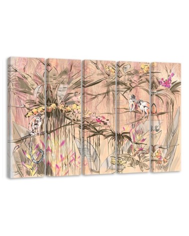 Monkeys in the jungle - Wall painting for the living room | FEEBY