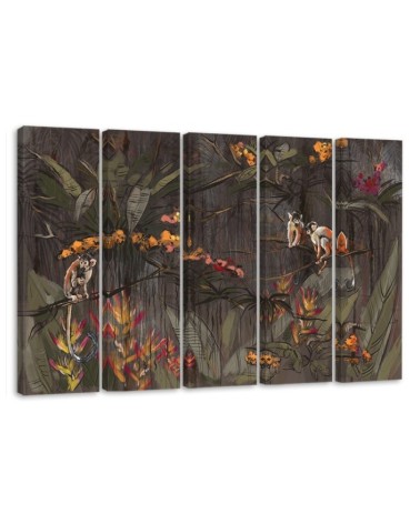 Monkeys in the jungle - Wall painting for the living room | FEEBY
