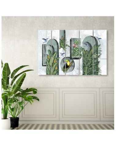 Bild - Formen in der Wand mit Pflanzen und Vögeln | Feeby