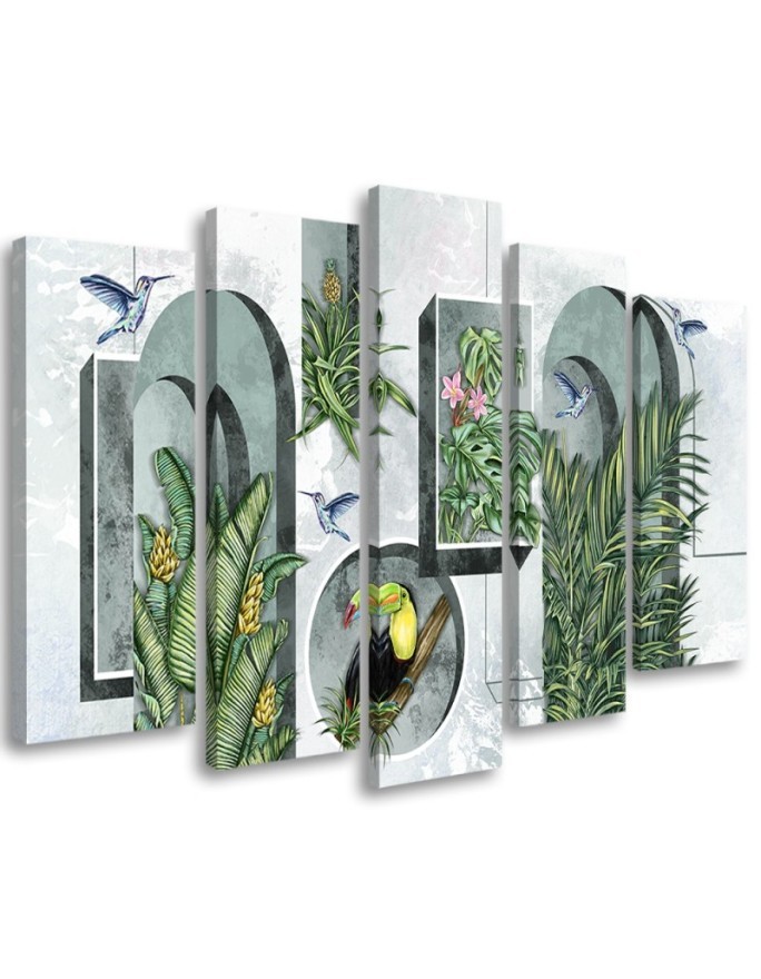 Bild - Formen in der Wand mit Pflanzen und Vögeln | Feeby