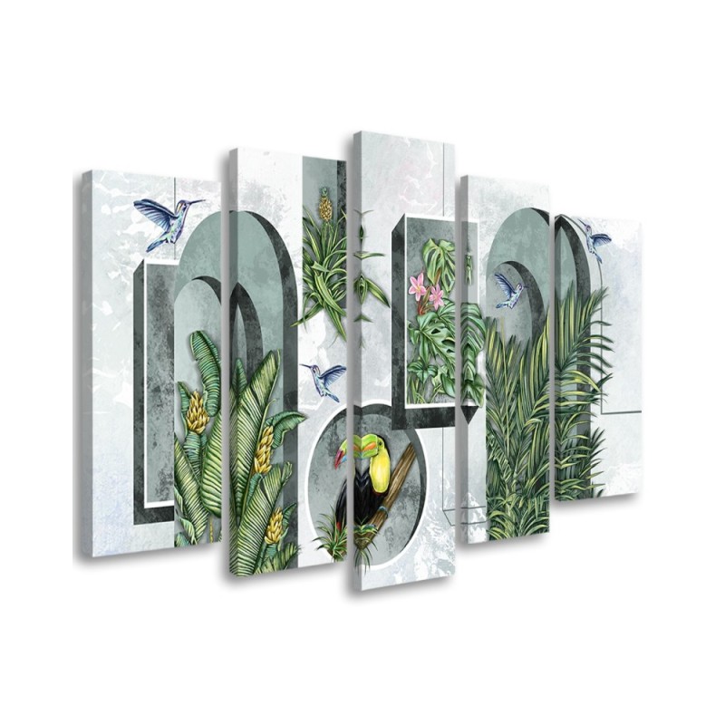 Bild - Formen in der Wand mit Pflanzen und Vögeln | Feeby